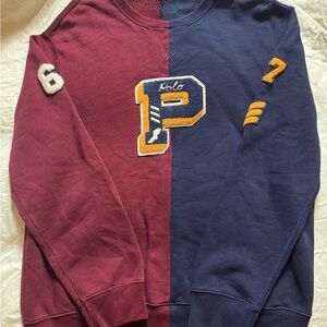 Polo Ralph Lauren Sweatshirt Mens Large Red Blue Colorblock P Wing Patches 1967